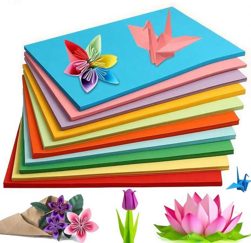 YOUNGWELL A4 Colored Paper 100 Sheets, 70gsm/19lb, 10 Vibrant Colors - Double-Sided Craft Paper for Origami, Complex DIY Arts & Office Printing - Image 1